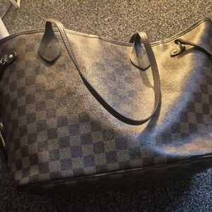 Louis Vuitton Black and Brown Checkered Tote